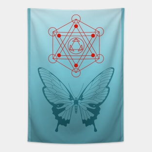 metatrons cube and monarch butterfly Tapestry