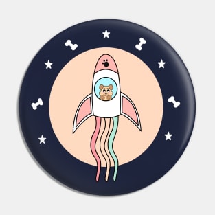 Kawaii dog flying in a space rocket to another galaxy Pin