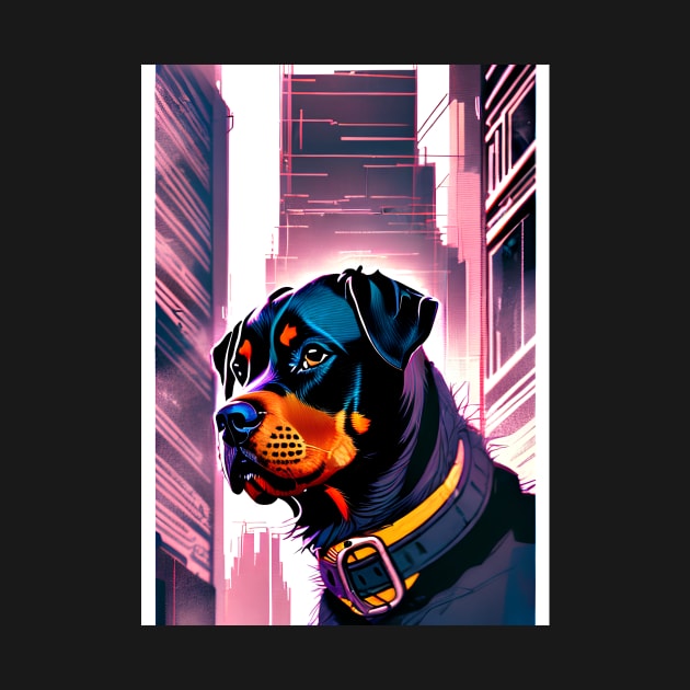 Rottweiler In Futuristic City by Trip Tank