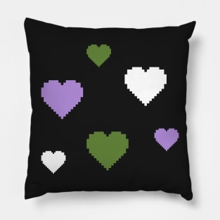 Gender Queer Pride Hearts Pixel Art Pillow