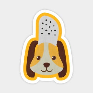 cute doggo with croc on the head - orange Magnet