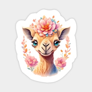 Camel Watercolor Flower Magnet