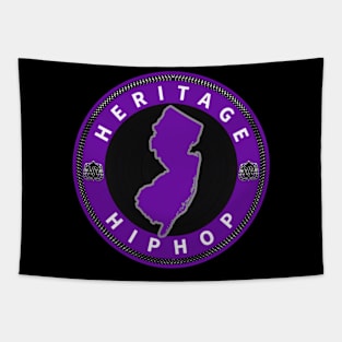 Heritage Hip-Hop Sign with Purple/Silver Outline Tapestry