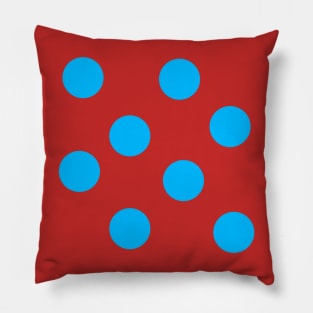 Blue on Red Polka Dots Pillow