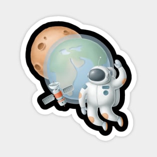 Astronaut and planet earth Magnet