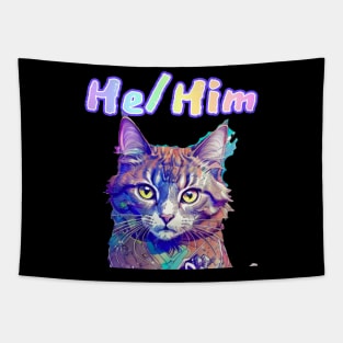 Gandalf - He/Him Rainbow Text Teal Tapestry