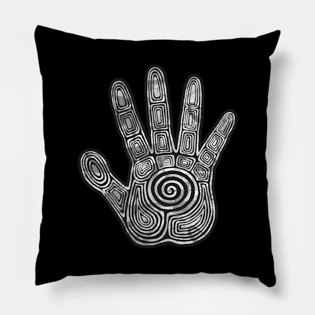 Shaman's Hand Black and White Pillow by Olooriel