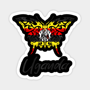 Ugandan Flag Ugandan Roots Butterfly Ugandan Pride Magnet