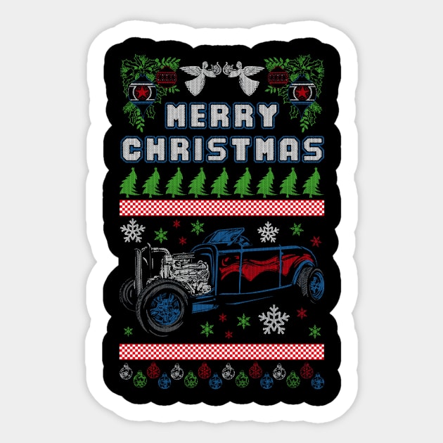 Hot Rod Lovers Ugly Christmas Sweater - Vintage - Sticker