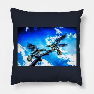 Buzzards Fighting In Flight Pillow