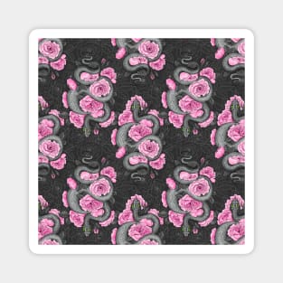 Snakes and pink roses Magnet