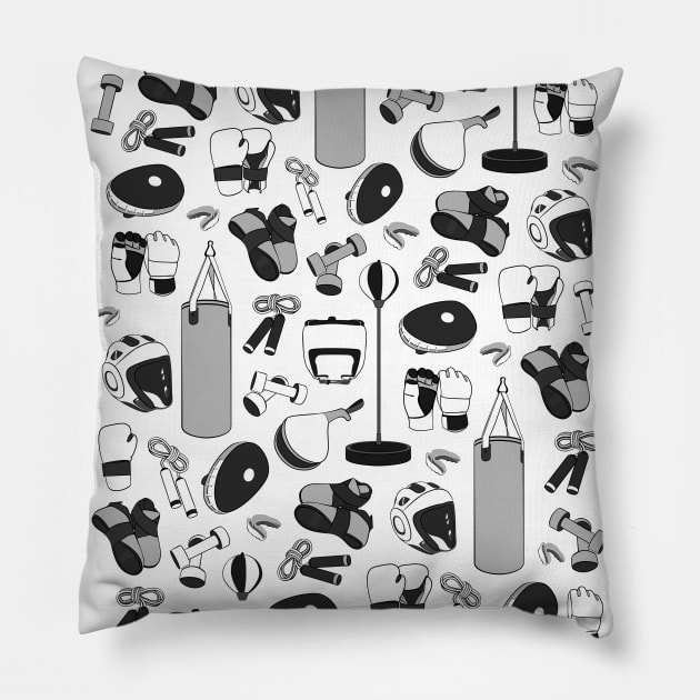 Martial Arts Pattern (black and white) Pillow by lents