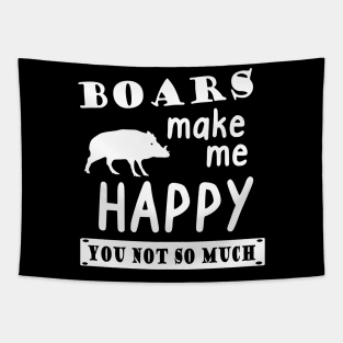 Wild boar fan happy saying girls men Tapestry