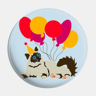 Happy Birthday Kitty With Color Background Pin