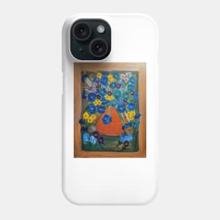 Some abstract mixed flowers in a metallic vase Phone Case