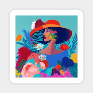 Lady in the flowers Magnet