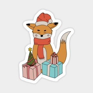 Christmas Cute Fox with Gifts Magnet