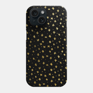 Snowflakes and dots - black and gold Phone Case