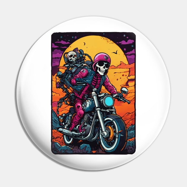 Mysterious Motorbiker of the Night Pin by Rain Of Colors