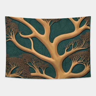 3d golden tree pattern Tapestry