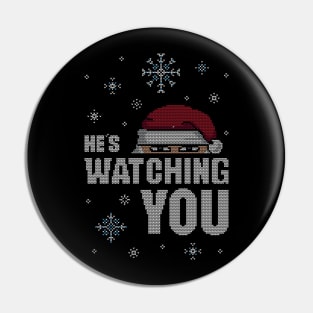 Santa's Watching Ugly Sweater Pin