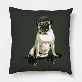 Poser Deck Pug, Skateboard Pug, Beanie Pug Pillow