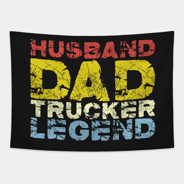 Husband Dad Trucker Legend #2 Tapestry by aifuntime