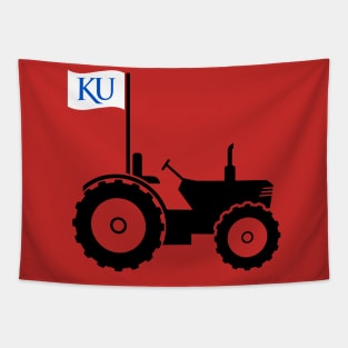 Support Kansas with this Tractor and Flag design Tapestry