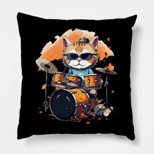 Cool Cat play on Drums Pillow