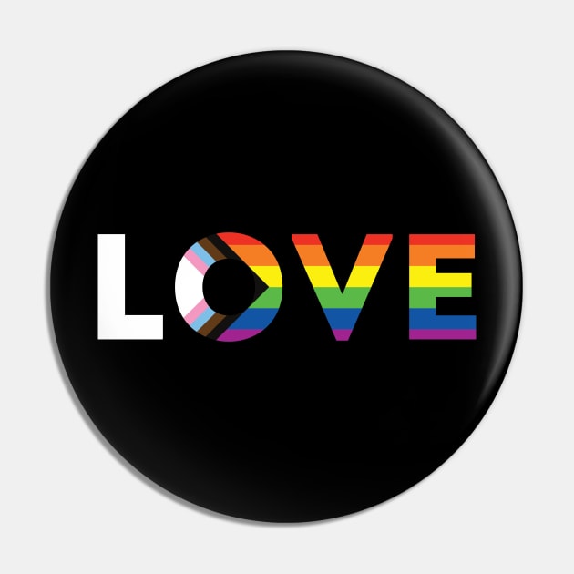 Progress Pride Flag LOVE Pin by superdupertees