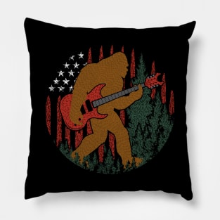 Bigfoot american flag - Bigfoot guitar tree Pillow