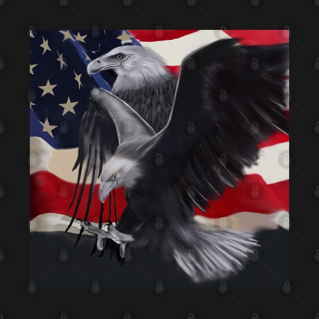 American Bald Eagles, Patriotic Bald Eagles by TerrySrArtShop