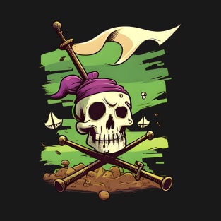 Vibrant Pirate Skull And Bones T-Shirt