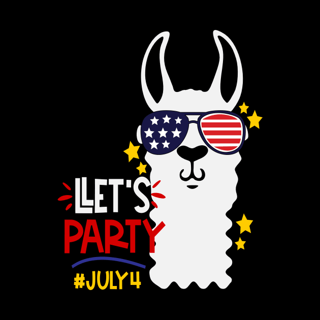 Funny Llama Let's Party 4th Of July Gift by Ramadangonim