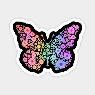 Rainbow Flower Spring Butterfly Silhouette Magnet