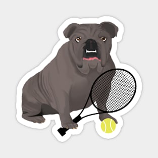 Tennis Gray Bulldog Magnet