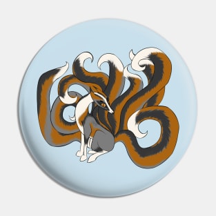 Nine tailed platinum cross fox Pin