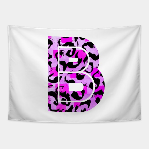 Abstract Letter B Watercolour Leopard Print Alphabet Tapestry by Squeeb Creative