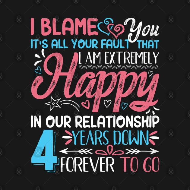 4th Wedding Anniversary Romantic Couple Matching Husband Wife by BestSellerDesign