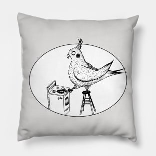 Cheerful Cockatiel Cooks Breakfast Pillow