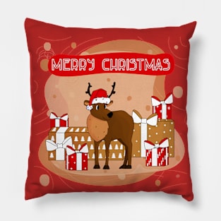 Deer and Merry Christmas Pillow