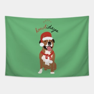 Happy Howlidays with Santa English Staffordshire Bull Terrier Tapestry