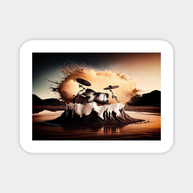 Drummer ArtWork With Water Splashing In The Desert Magnet by Unwind-Art-Work