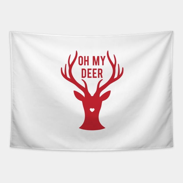 Oh my deer, red reindeer Tapestry by beakraus