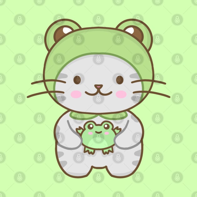 Cute cat with a frog costume by Miaufu&Friends