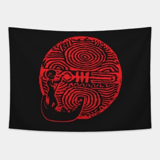 Fiji Fishing Woman Tribal sun background Tapestry