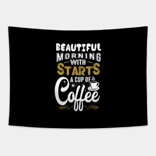Beautiful morning with starts a cup of coffee Tapestry