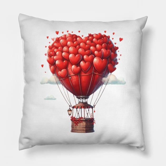 Valentine Hot Air Balloon Pillow by Chromatic Fusion Studio