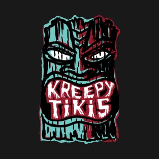 Kreepy Tikis Logo Red and Turquoise T-Shirt