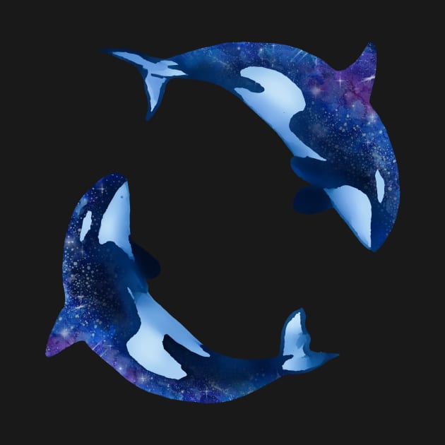 Hydro Flask stickers - ocean blue orca / killer whales galaxy space | Sticker pack set by Vane22april